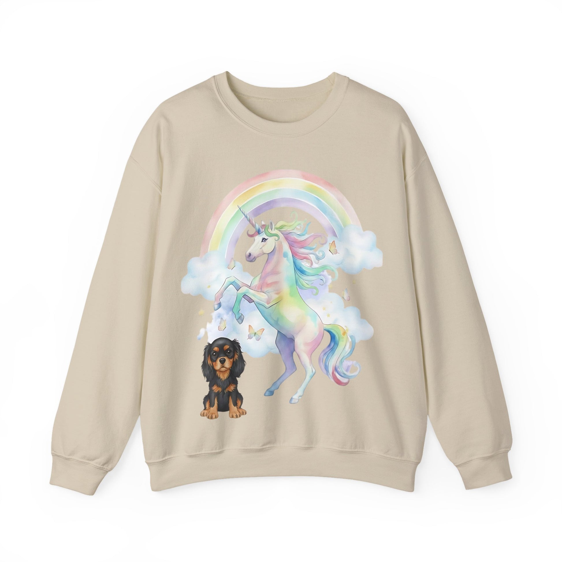 Black Tan Cavalier Watercolor Unicorn Sweatshirt