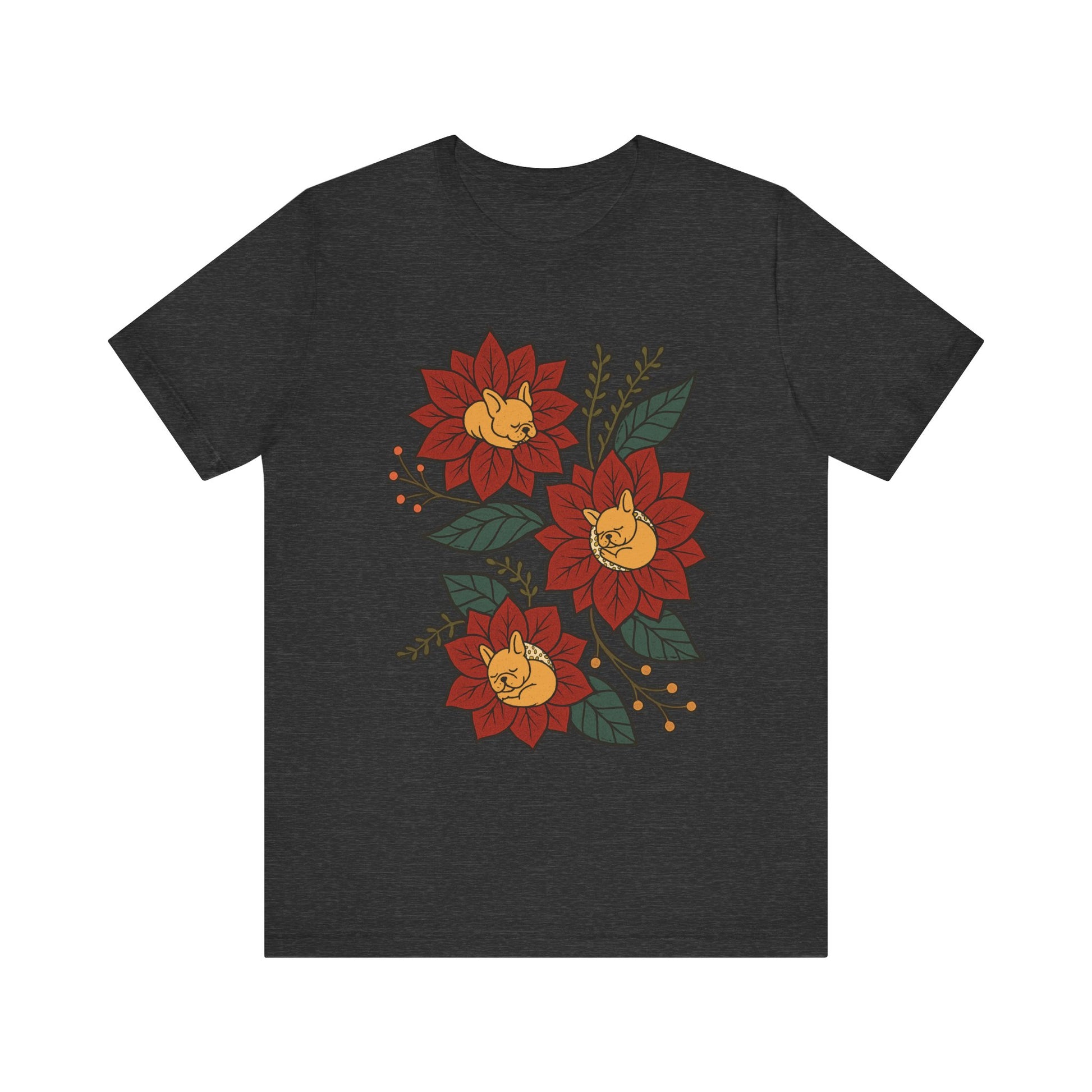 Fawn Frenchie Holiday Flowers Sleeping TShirt