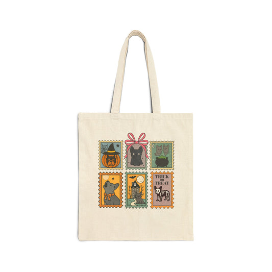 Black Frenchie Halloween Stamps Tote Bag