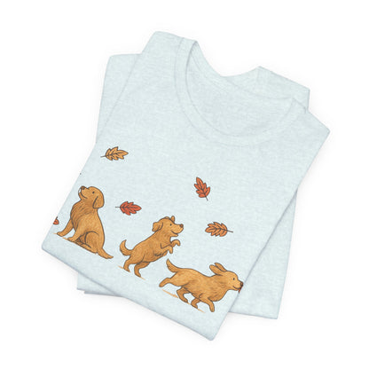 Golden Retriever Chasing Leaves TShirt