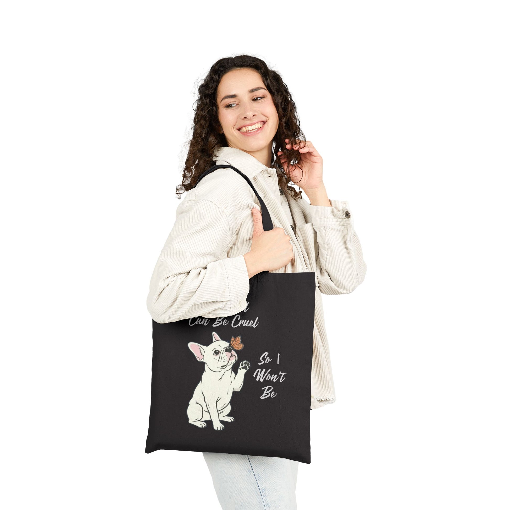 Cruel World White Frenchie Tote Bag
