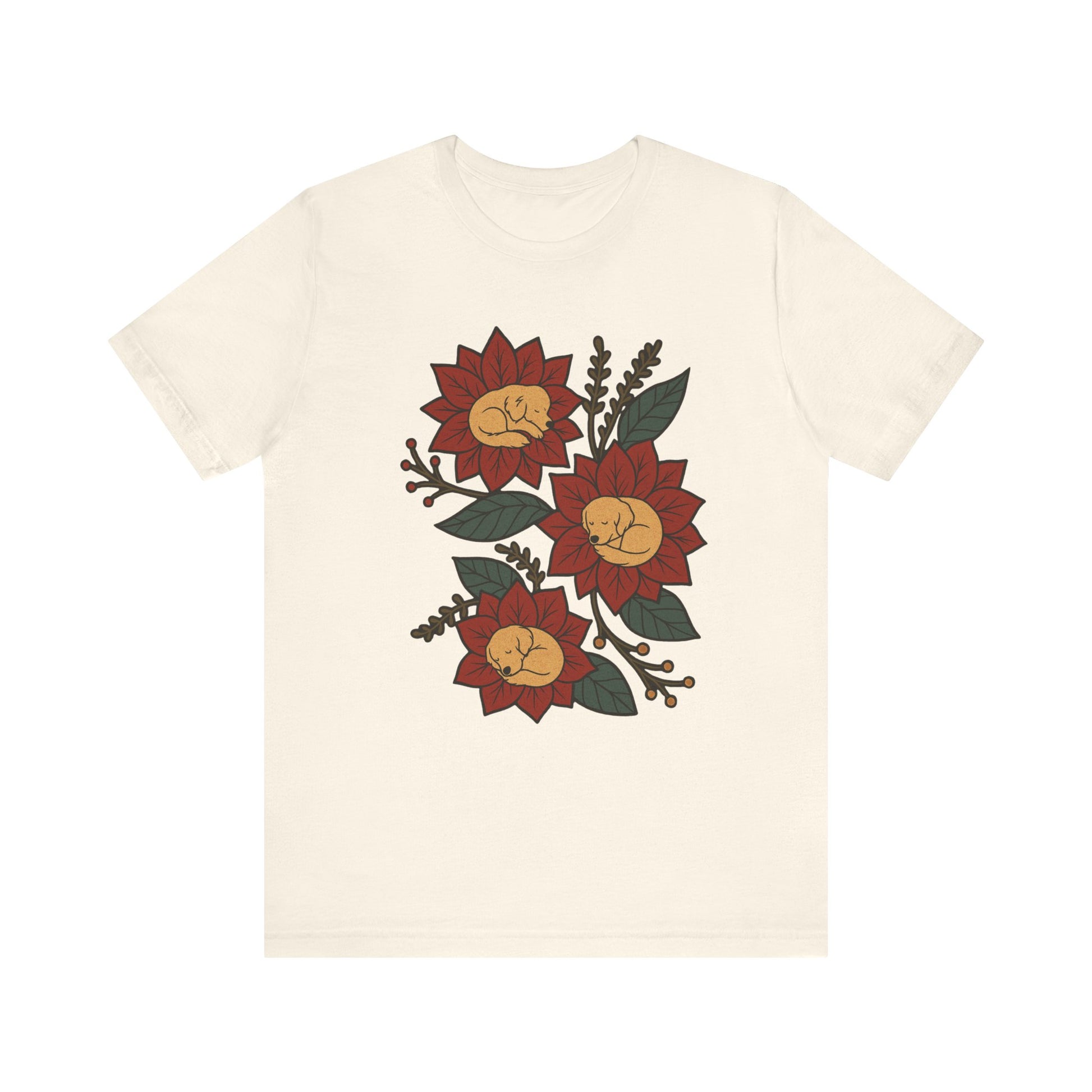 Golden Retriever Holiday Flowers Sleeping TShirt