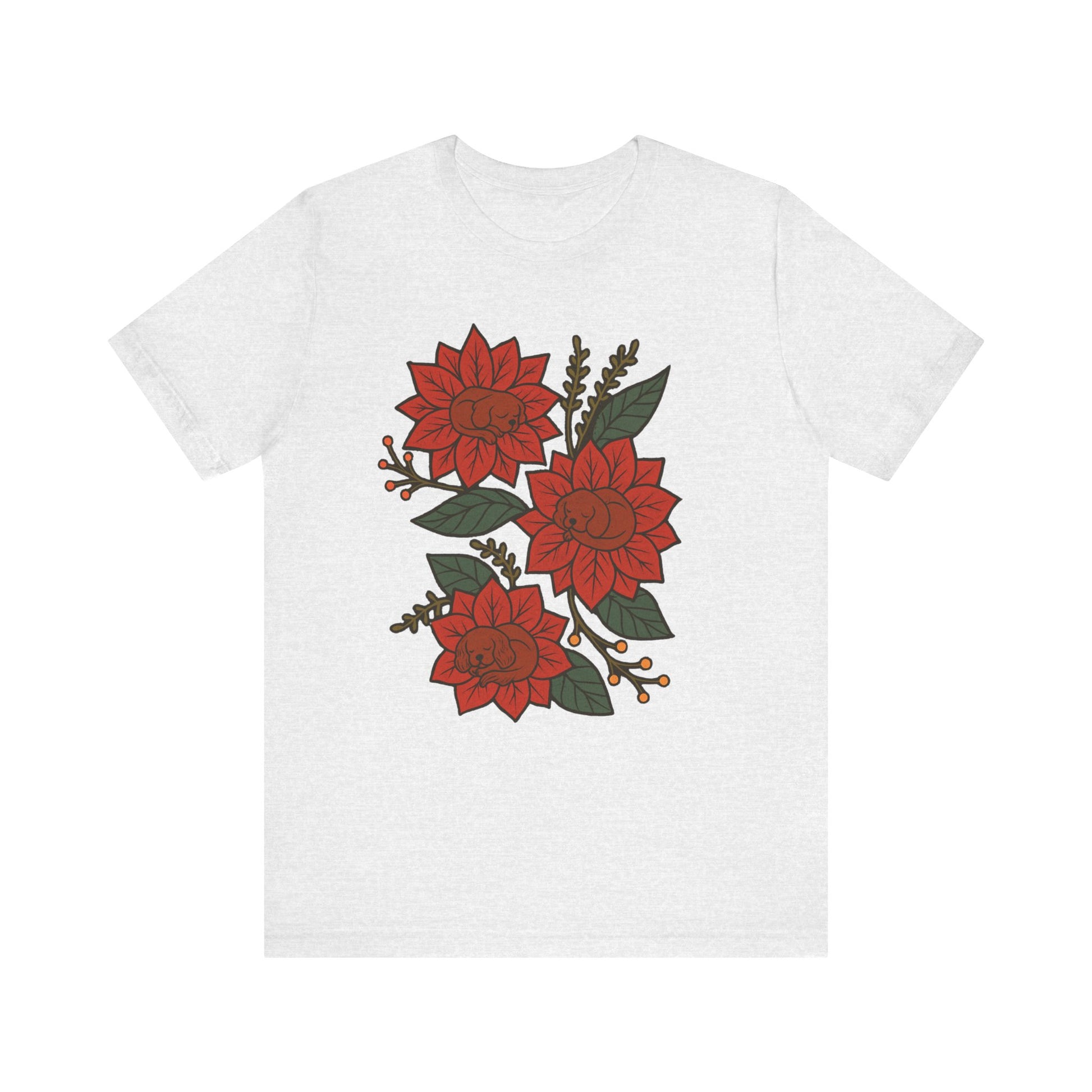Ruby Cavalier Holiday Flowers Sleeping TShirt