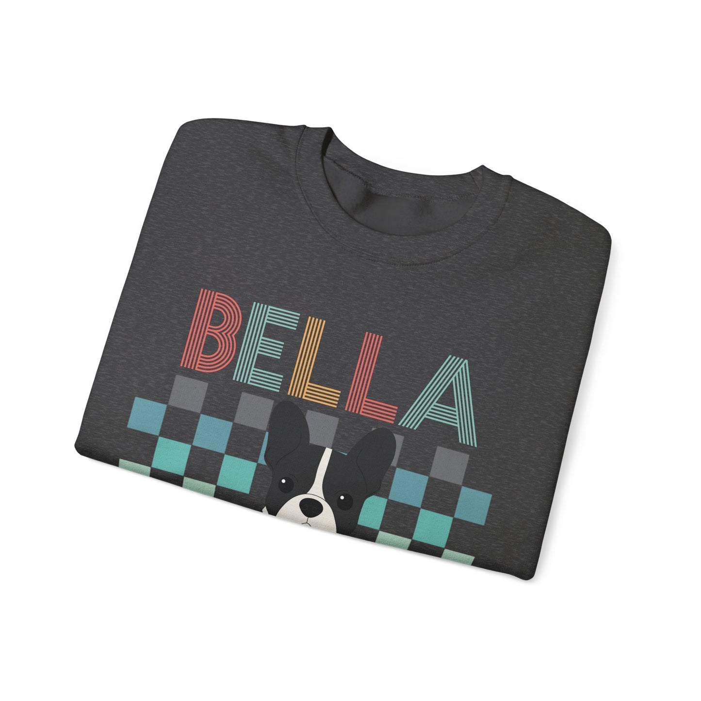 Piebald French Bulldog Retro Checkered Sweatshirt