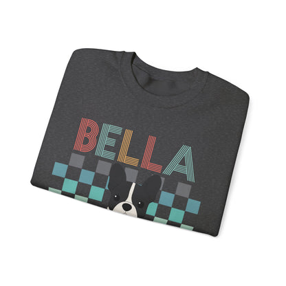 Piebald French Bulldog Retro Checkered Sweatshirt