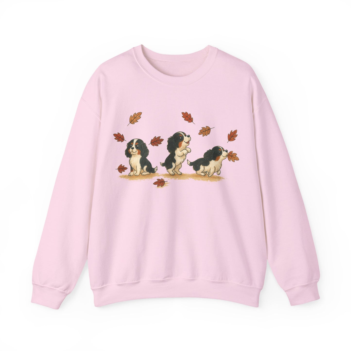 Tricolor Cavalier Chasing Leaves Sweatshirt