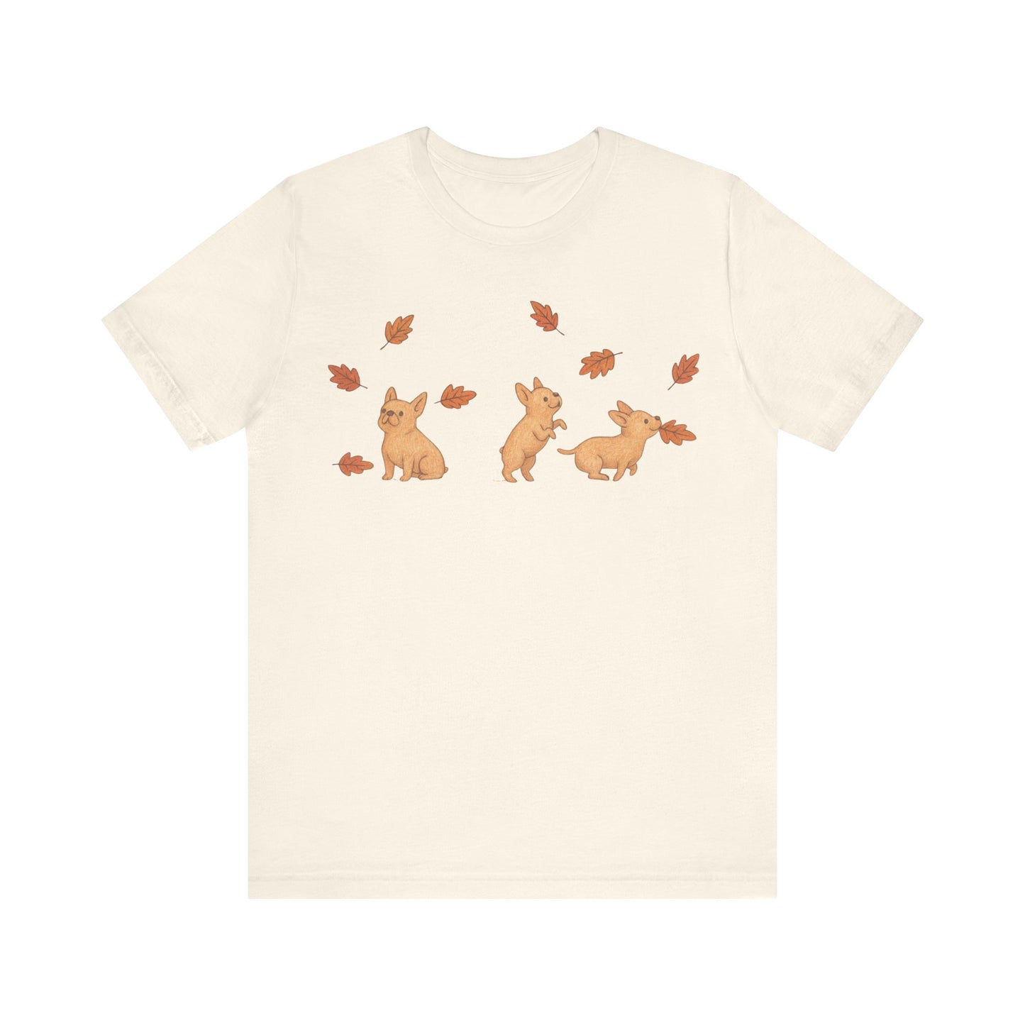 Fawn Frenchie Chasing Leaves TShirt