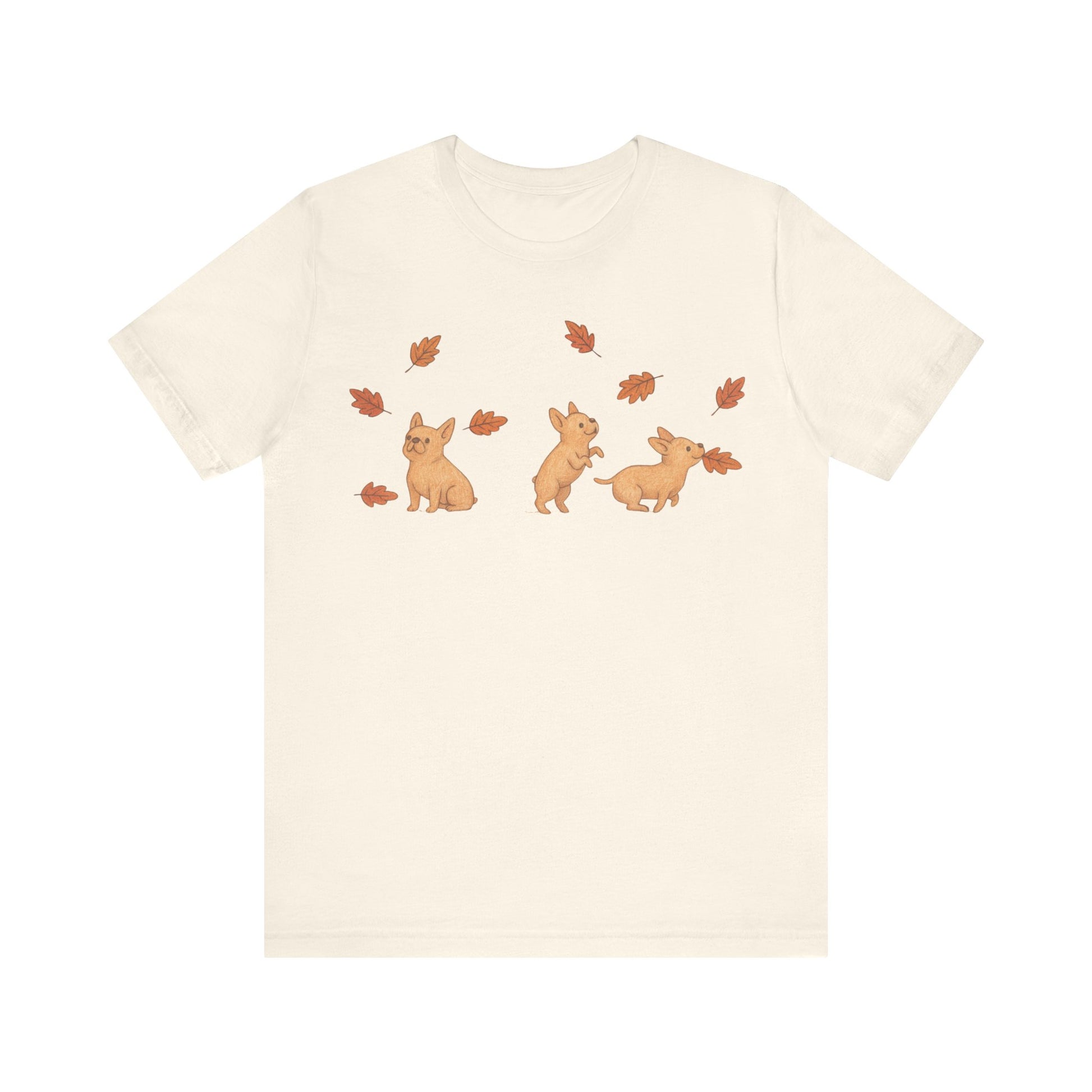 Fawn Frenchie Chasing Leaves TShirt