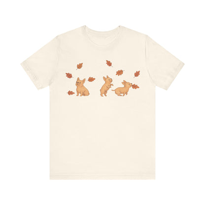 Fawn Frenchie Chasing Leaves TShirt
