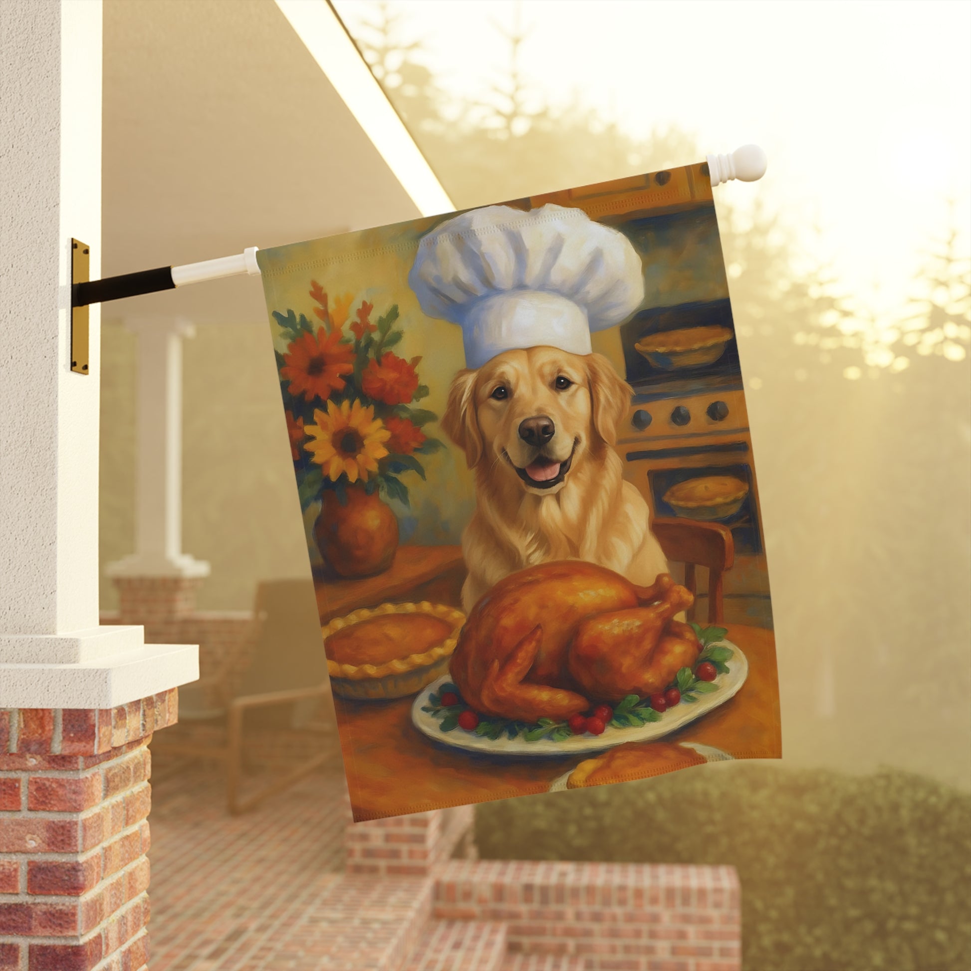 Golden Retriever Thanksgiving Garden Flag