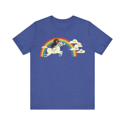 Rainbow Unicorn Black Tan Cavalier Tshirt
