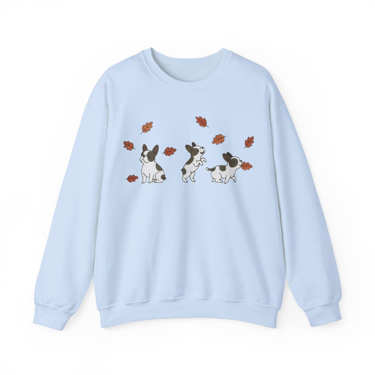 Piebald Frenchie Chasing Leaves Sweatshirt