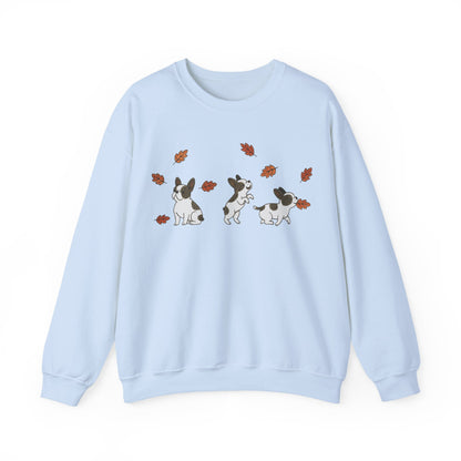 Piebald Frenchie Chasing Leaves Sweatshirt