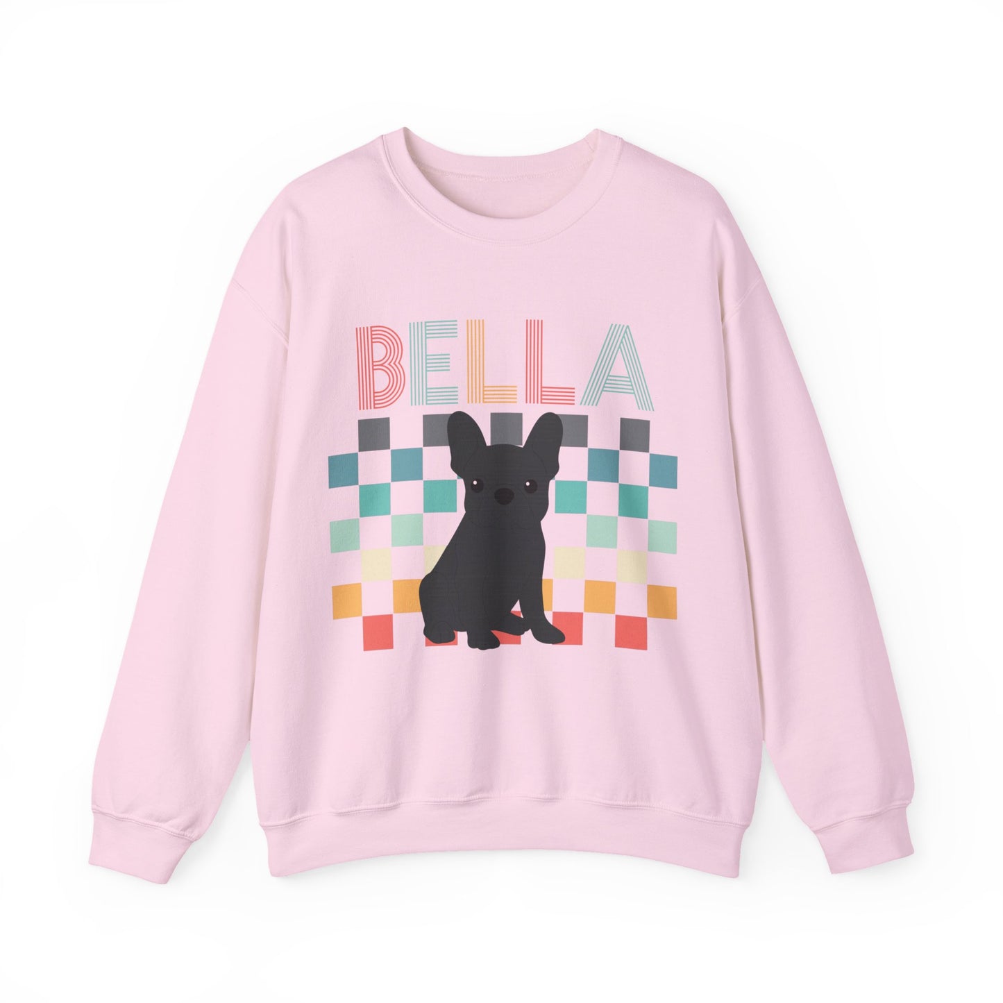 Black French Bulldog Retro Checkered Sweatshirt