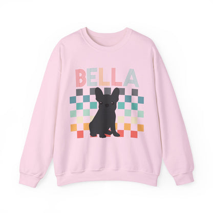Black French Bulldog Retro Checkered Sweatshirt