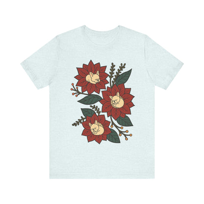 White Frenchie Holiday Flowers Sleeping TShirt