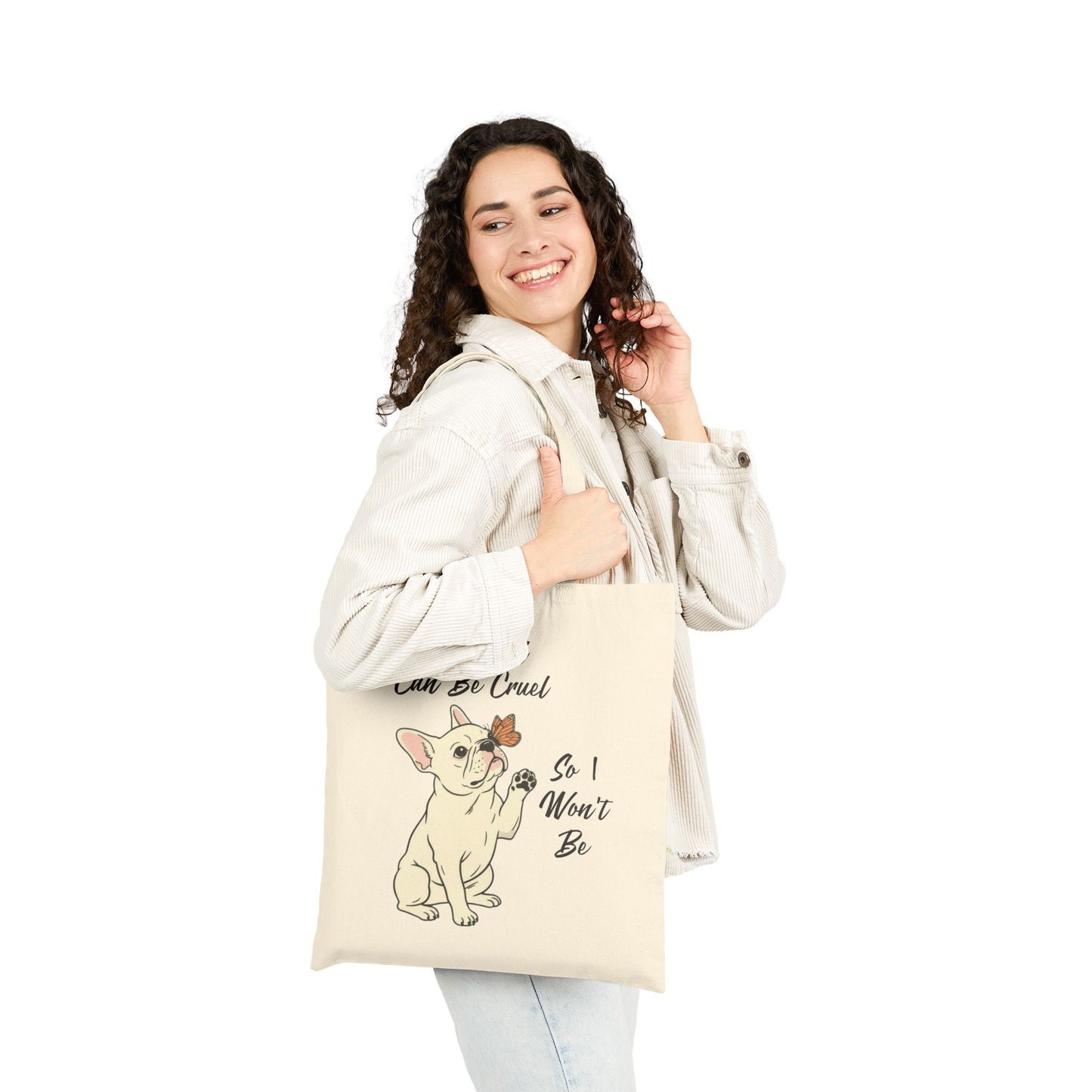 Cruel World White Frenchie Tote Bag
