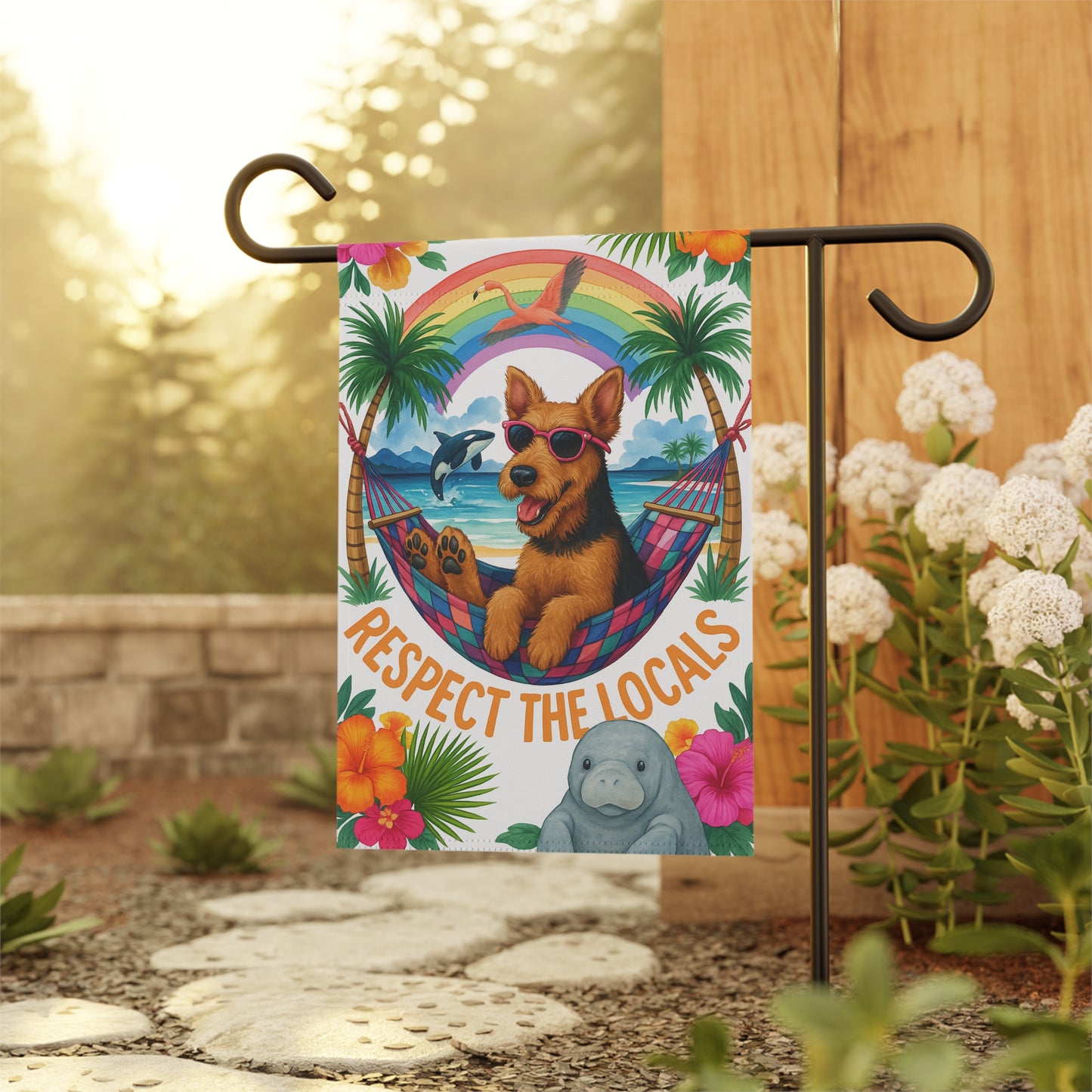 Airedale Terrier Protect the Locals Garden Flag