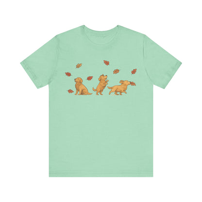 Golden Retriever Chasing Leaves TShirt