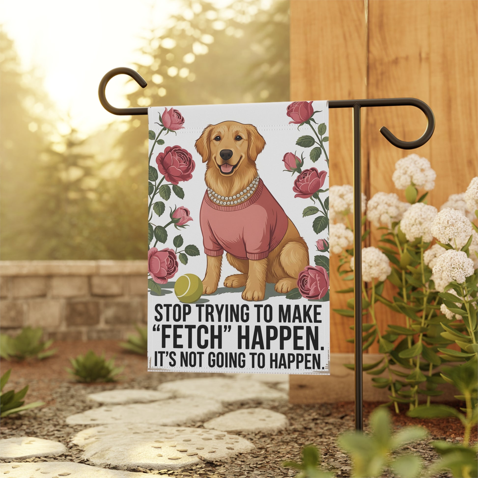 Golden Retriever Funny Fetch Garden Flag