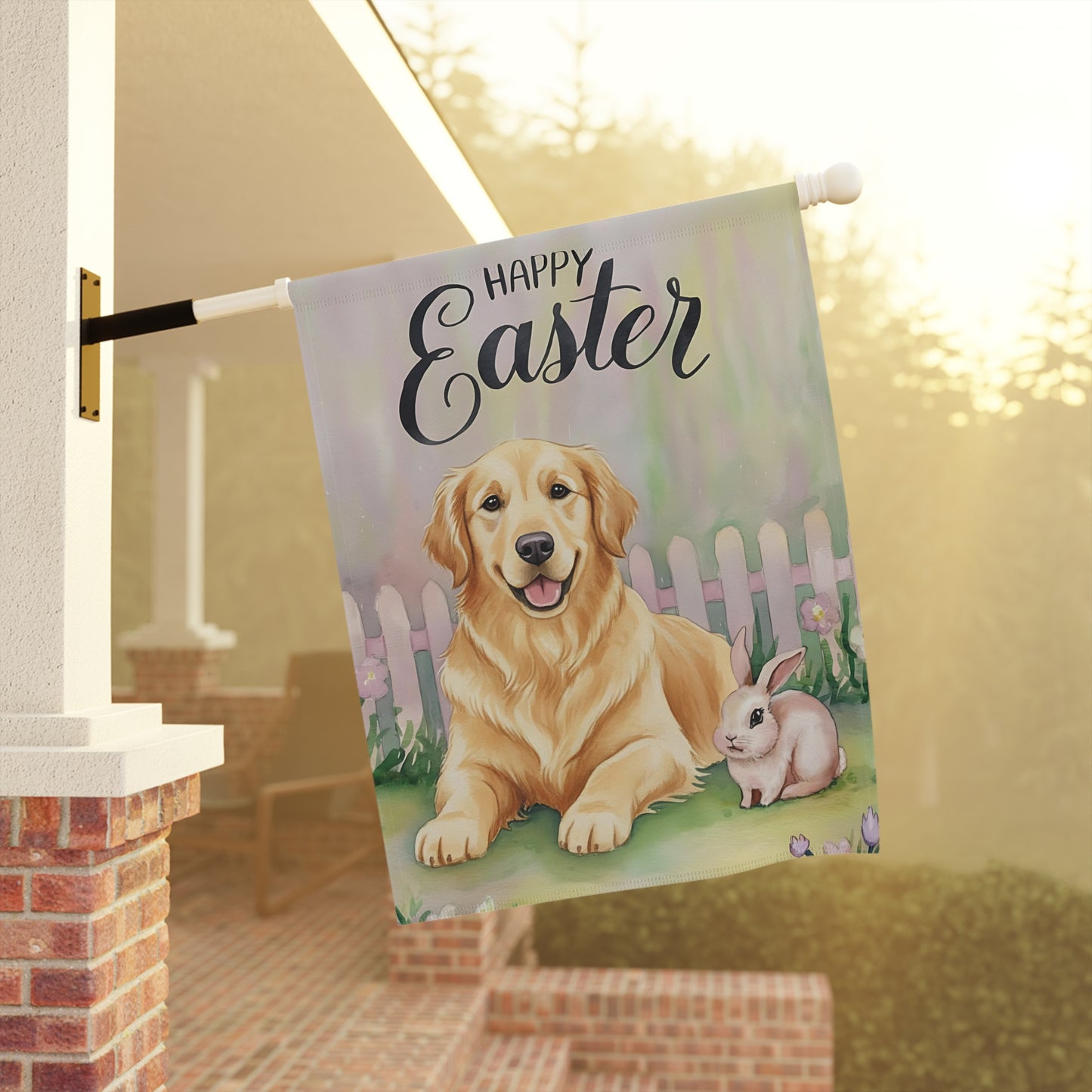 Golden Retriever Elegant Easter Garden Flag