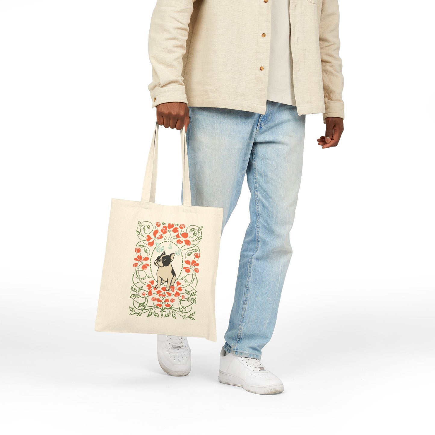 Piebald Frenchie Butterfly Frame Tote Bag