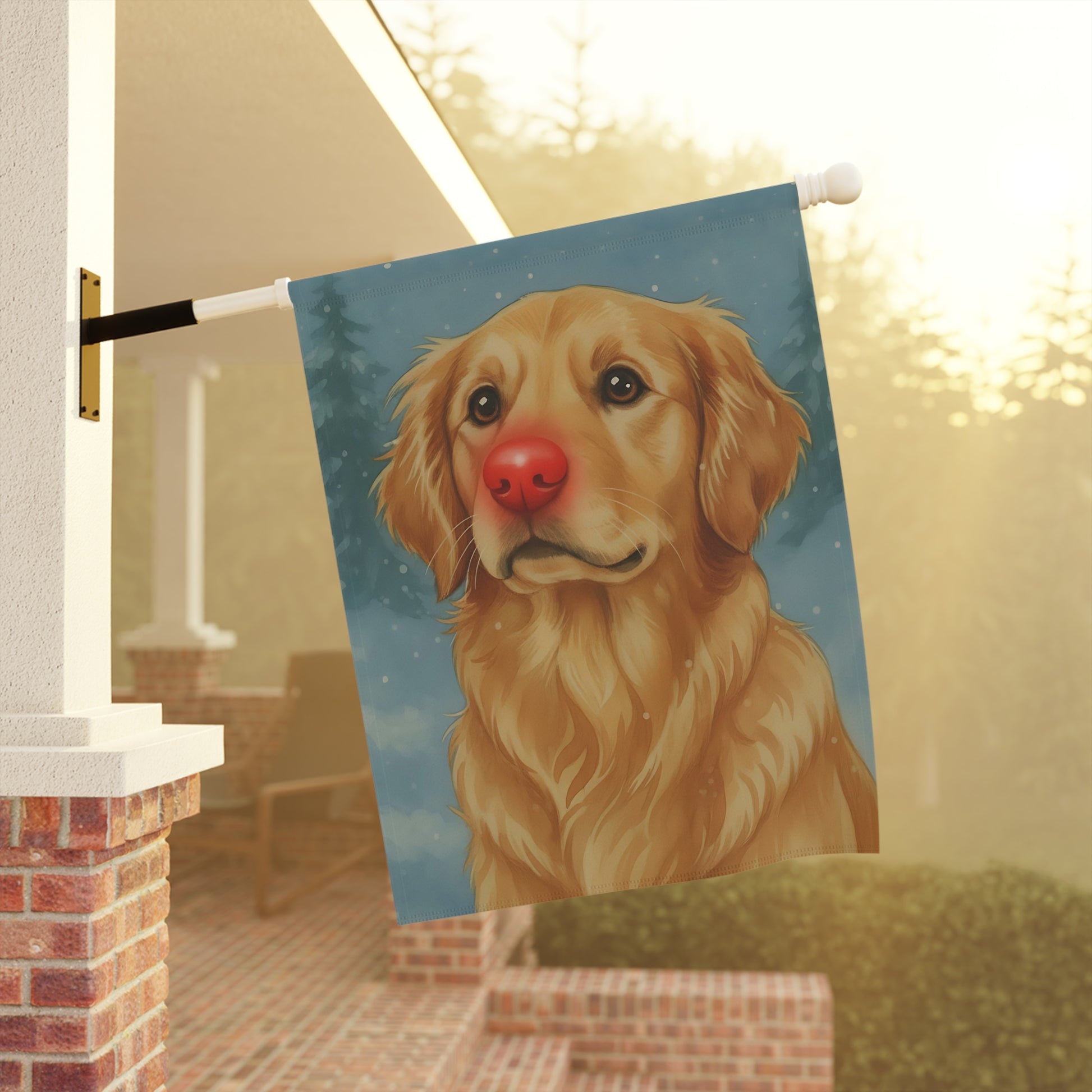 Golden Retriever Reindeer Garden Flag