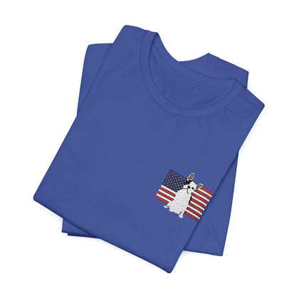 Embroidered Flag Piebald Frenchie TShirt