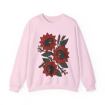 Black Tan Cavalier Christmas Flower Sweatshirt