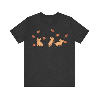 Fawn Frenchie Chasing Leaves TShirt