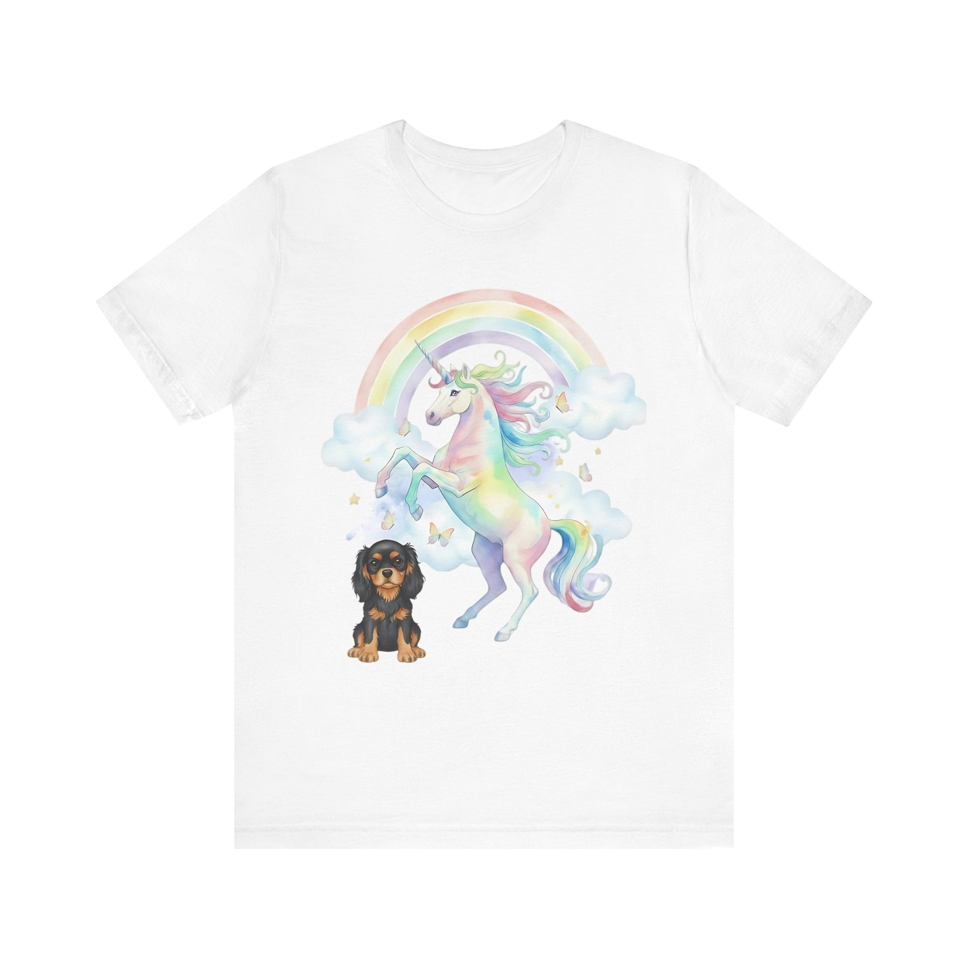 Black Tan Cavalier Watercolor Unicorn Tshirt
