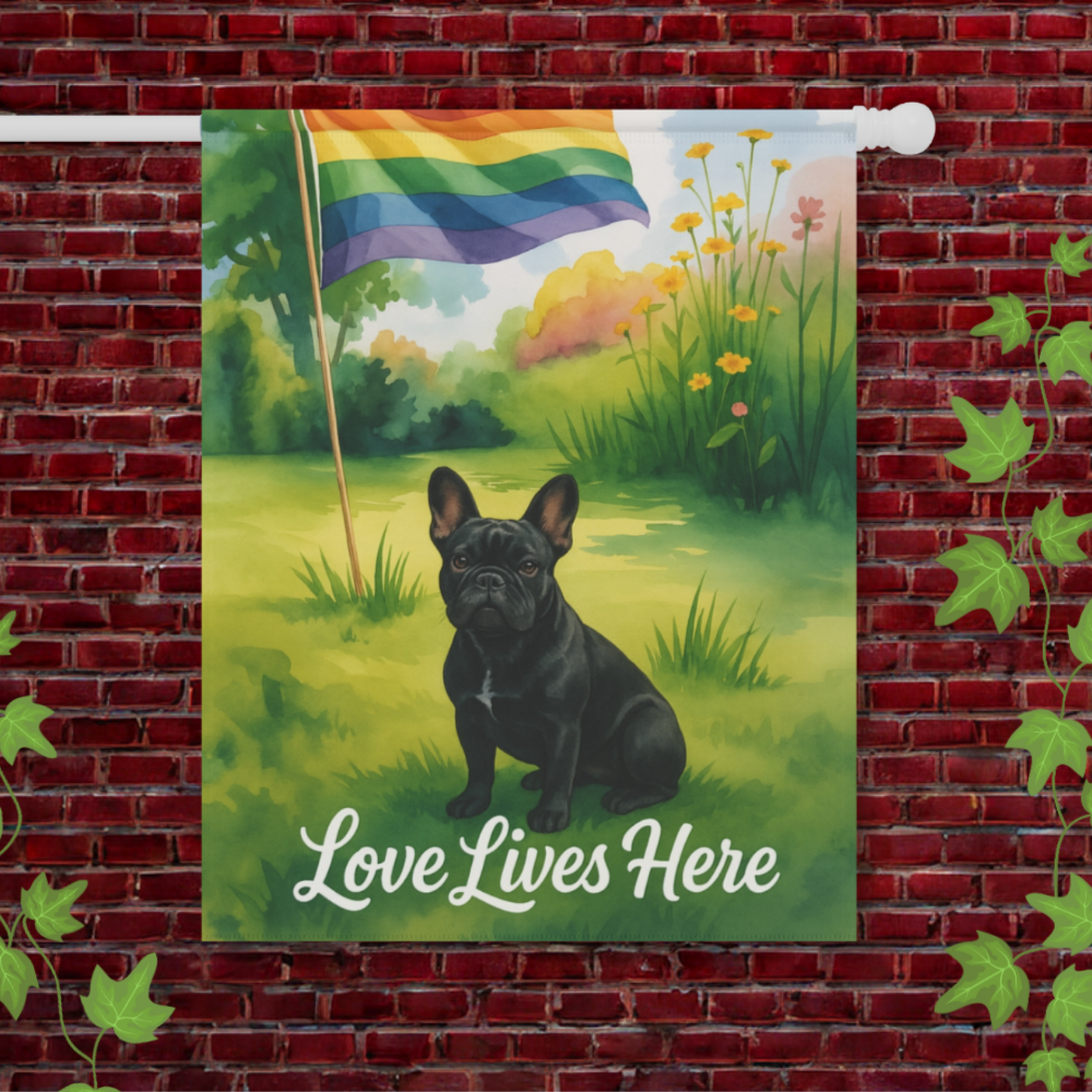 LGBTQ+ Pride Black French Bulldog Garden Flag