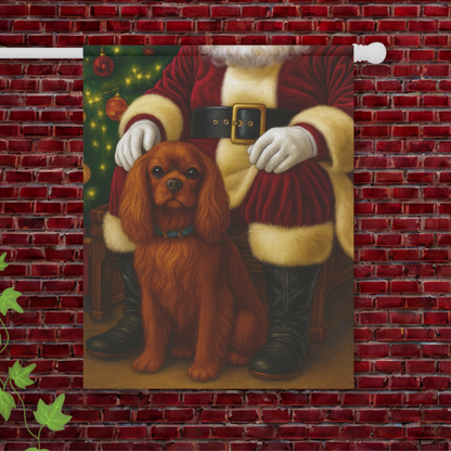 Ruby Cavalier Santa Clause Garden Flag