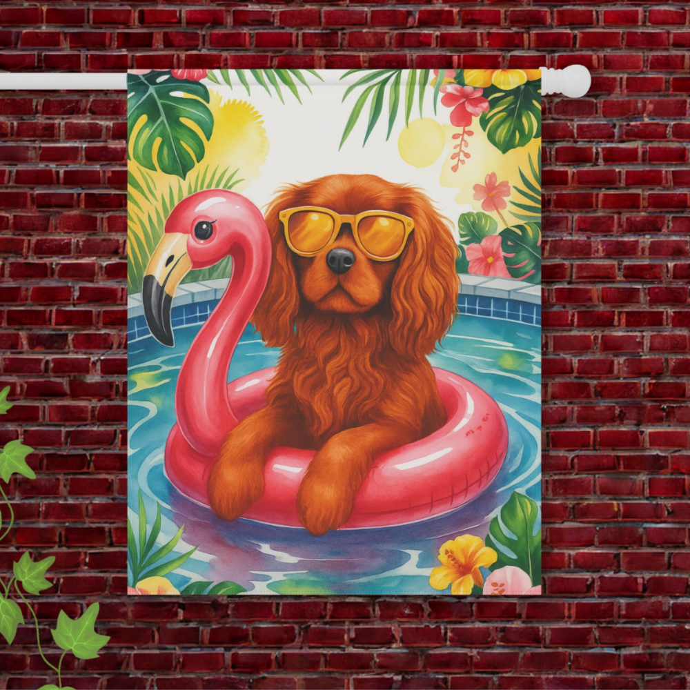 Ruby Cavalier Pool Garden Flag