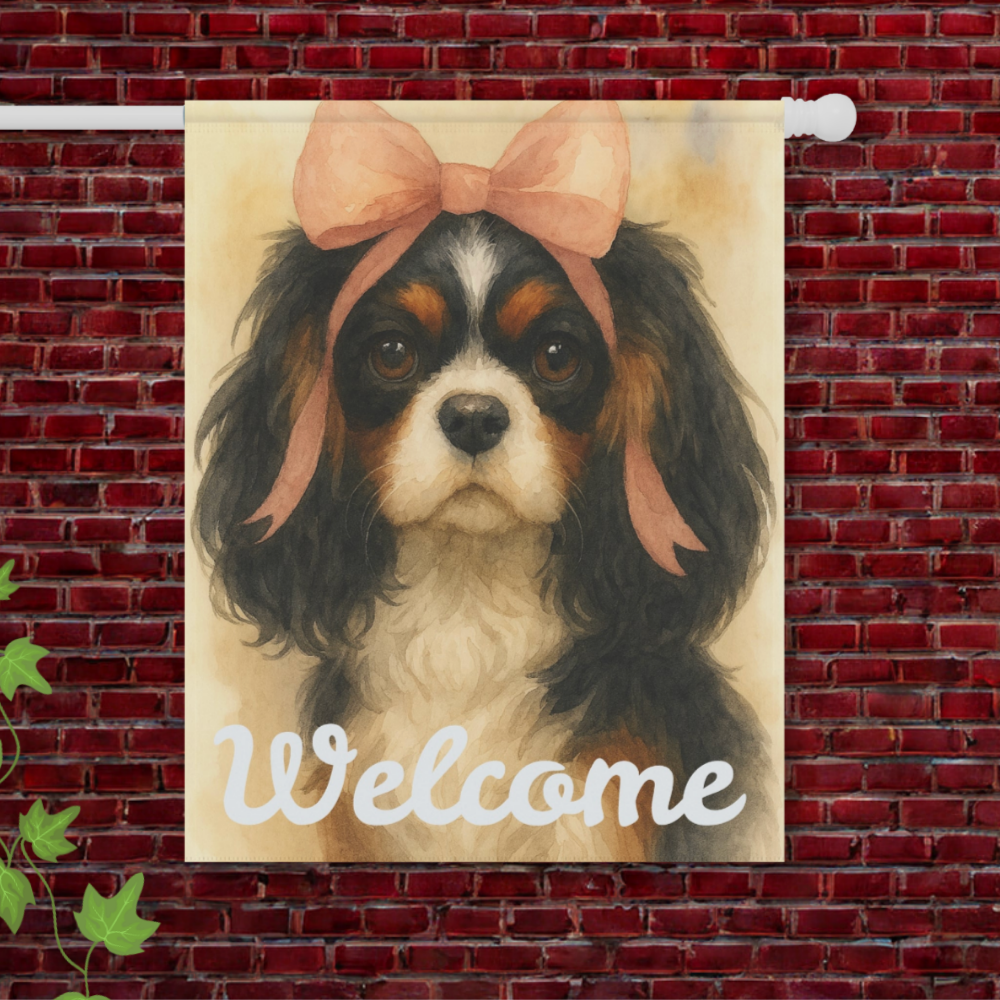 Tricolor Cavalier Pink Coquette Garden Flag