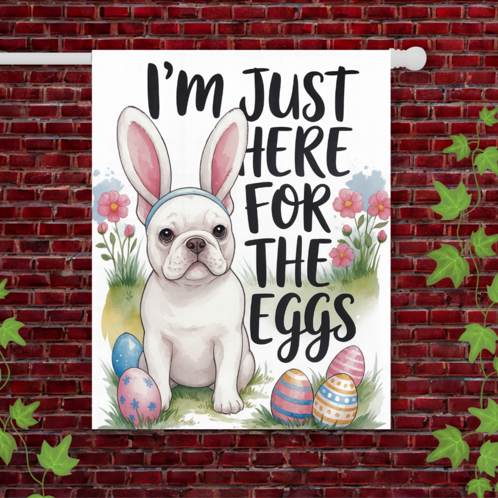 White French Bulldog Easter Garden Flag