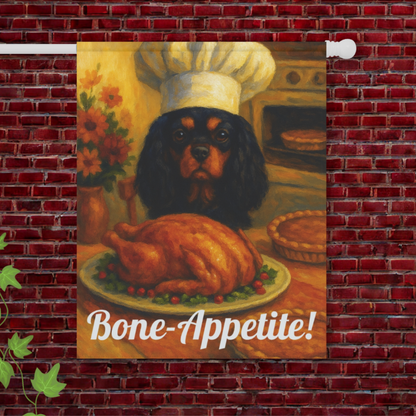 Black Tan Cavalier Bone-Appetite Garden Flag