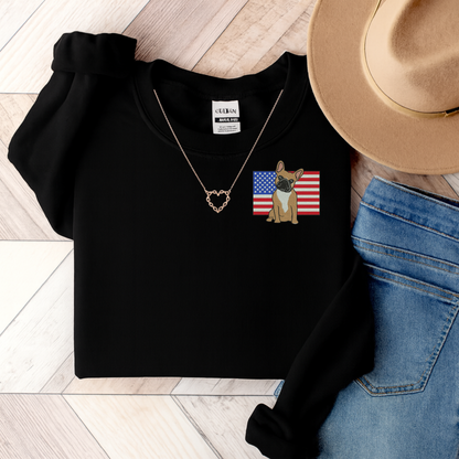Embroidered Flag Fawn Frenchie Sweatshirt