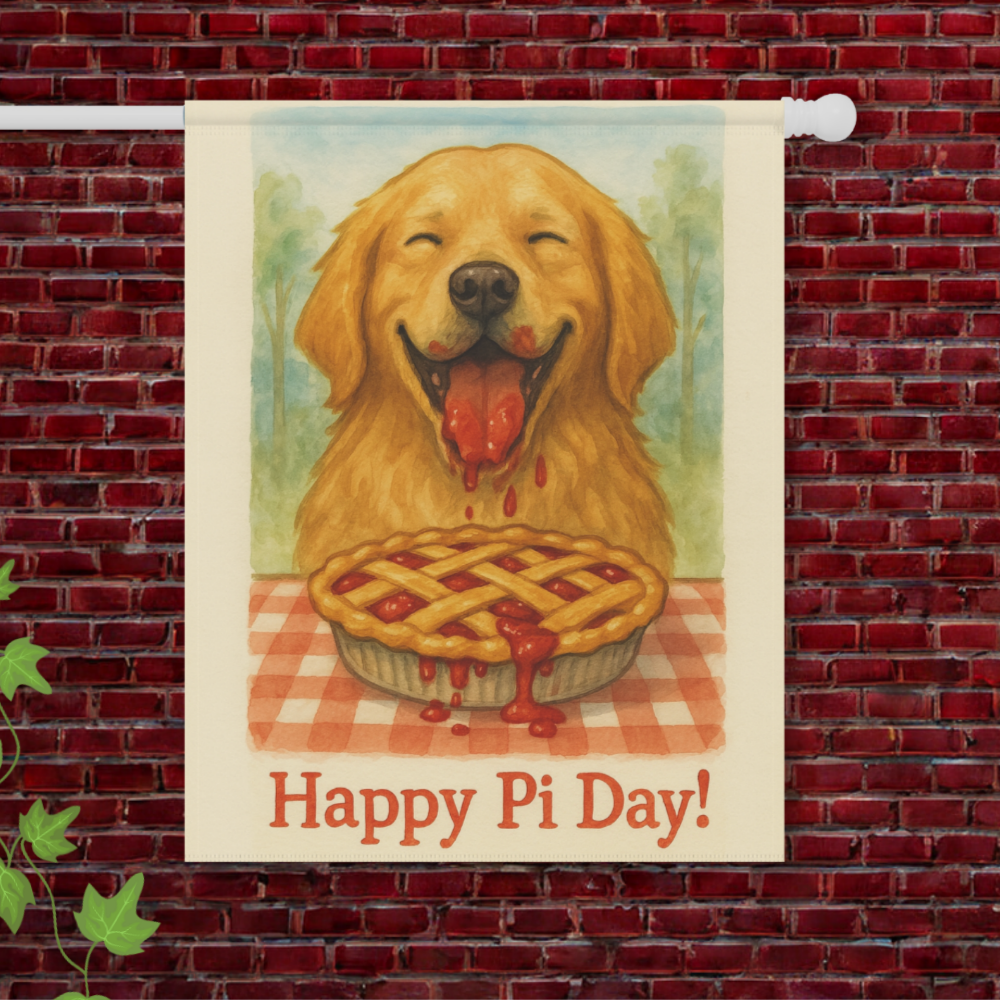 Golden Retriever Pi Day Garden Flag