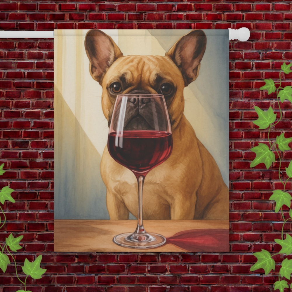 Fawn French Bulldog Wine Garden Flag