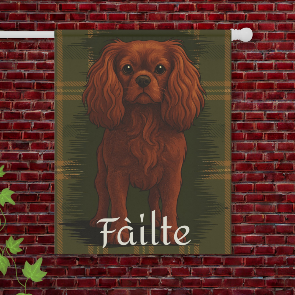 Ruby Cavalier Scottish Welcome Garden Flag