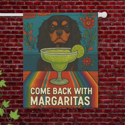 Black Tan Cavalier Margaritas Garden Flag