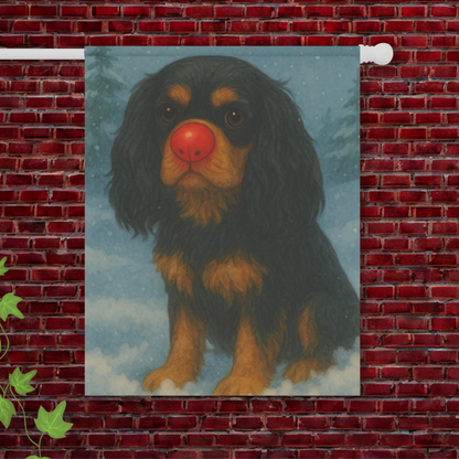 Black and Tan Cavalier Reindeer Garden Flag