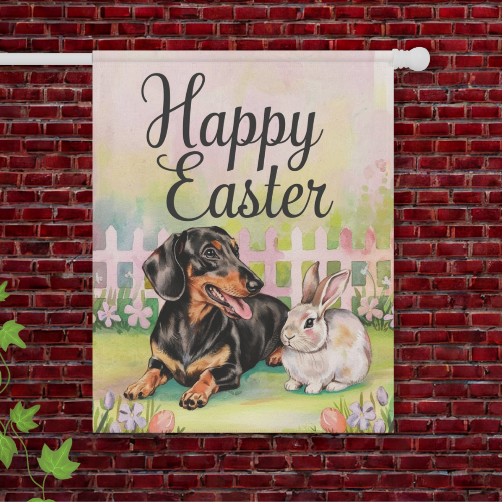Black and Tan Dachshund Easter Flag