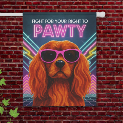 Ruby Cavalier 80s Party Garden Flag
