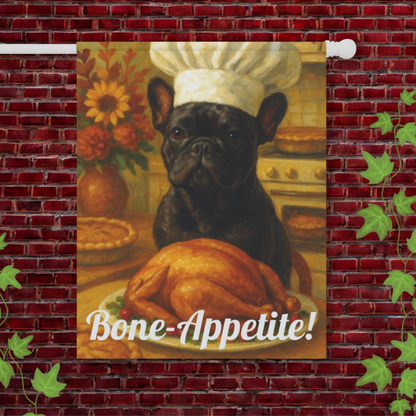 Black French Bulldog Bone-Appetite Garden Flag