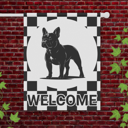 French Bulldog Checkered Garden Flag