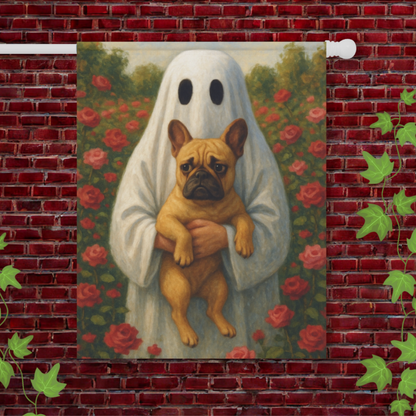 Fawn French Bulldog Ghostie Halloween Garden Flag