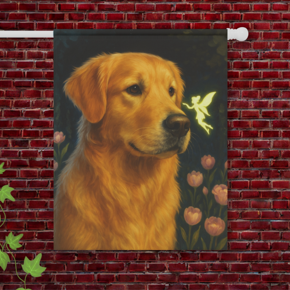 Fairy Garden Golden Retriever Garden Flag
