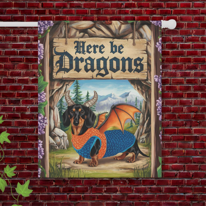 Tan Black Dachshund Dragon Garden Flag